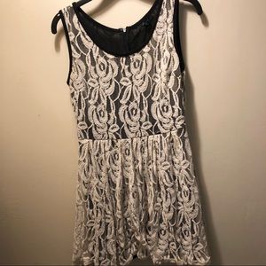 Medium Forever 21 Black white floral lace dress